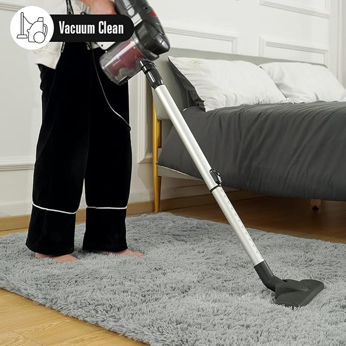 Amearea Shag Fluffy Runner Rug for Bedroom Girls Living Room, 2x6 Feet Extra Soft and Fuzzy Shaggy Rugs, Non Slip, Indoor Floor Long Carpet Mat for Boys Nursery Home Decor, Grey