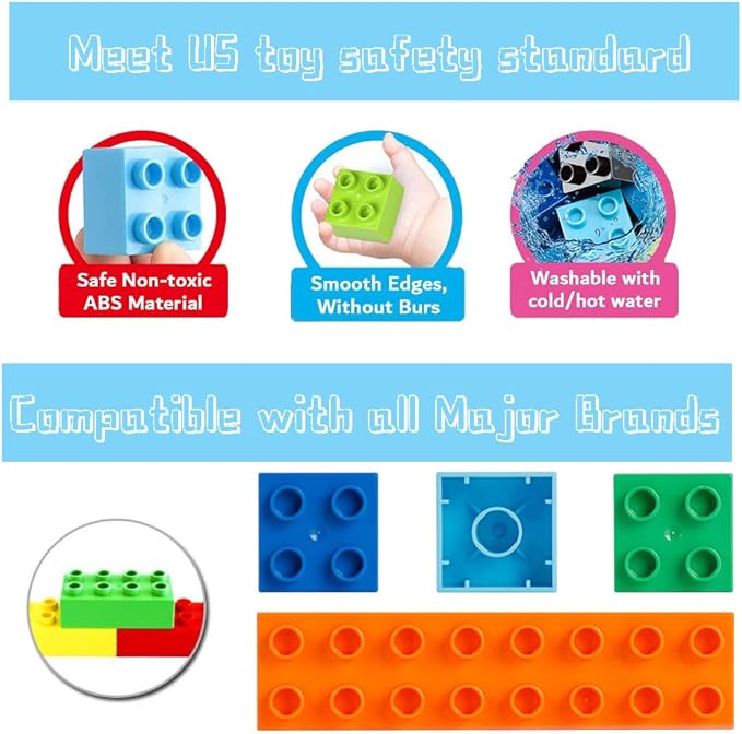 Building Blocks for Toddlers 2-5, 171 Pieces Blocks Car Set for Kids Classic Large Building Bricks Compatible with All Major Brands Educational Toys for All Ages