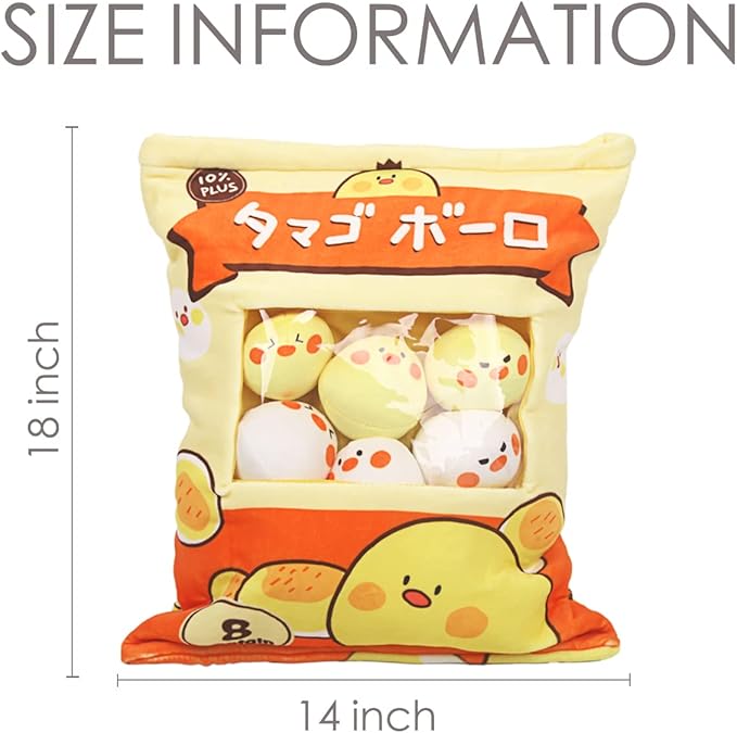 ARELUX Cute Chicken Plush Pudding Pillow:Snack Pillow Toys Bag Removable Stuffed Animal 8Pcs Sets Creative Plush,Soft Duck Chick Plushie Animal Throw Pillow,Dolls Friends Family Member