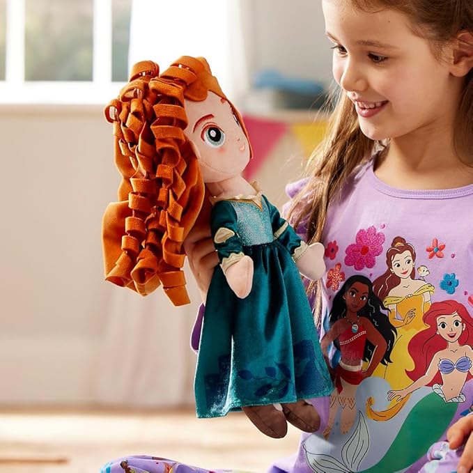 Disney Store Official Princess Plush Doll, Merida from Brave, Medium 14 Inches, Soft Plushy with Embroidered Features, Princess Toys for Girls, Disney Dolls, Stuffed Animals for Girls