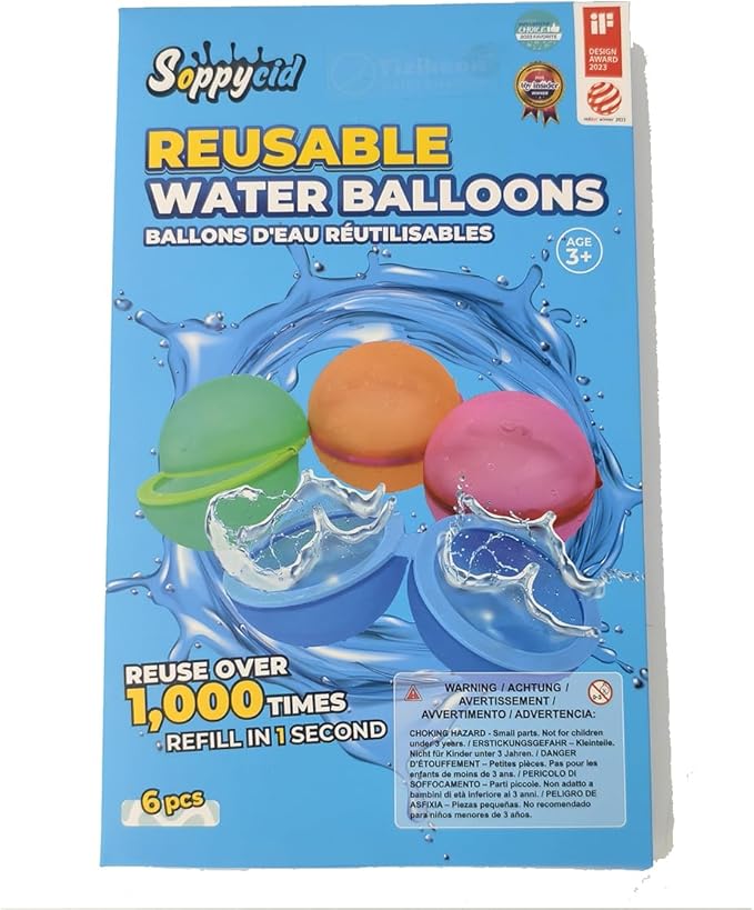 6 PCS Reusable Water Balloons, Refillable Magnetic Water Balls for Outdoor Games, Self Sealing Water Splash Bomb Quick Fill for Summer Fun, Pool Beach Toys for Kids Ages 3-12