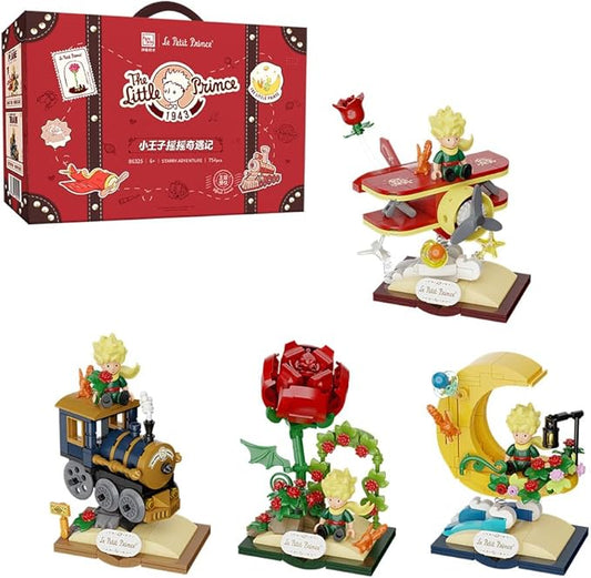 Le Petit Prince Building Block Set Adults & Kids Collectible Brick Model,Rose,Train,Moon & Airplane Figures,Le Petit Prince Creative DIY Building Toys Gift for Fans of Stories