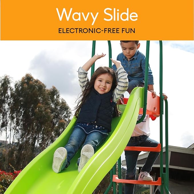 Outdoor Playground Slide, Big Backyard Freestanding Plastic Slide, 10 ft Outdoor Swing Set Slide for Kids Ages 4-8