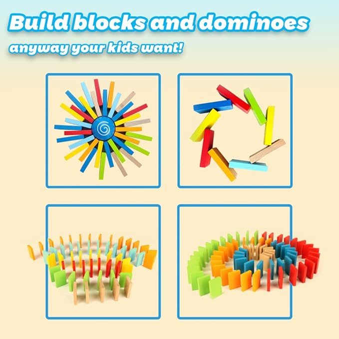 Hape Dynamo Wooden Domino Set Award Winning Domino Racing Building Block Set for Kids, 107 Solid Pieces of Fun Filled Racing, Building and Stacking