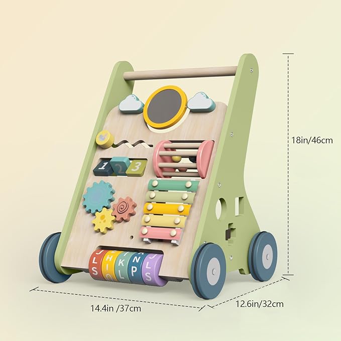 Wooden Baby Walker, Montessori Walker for Babies 6-12 Months, Push Walking Toys for 1 Year Old Learning to Walk