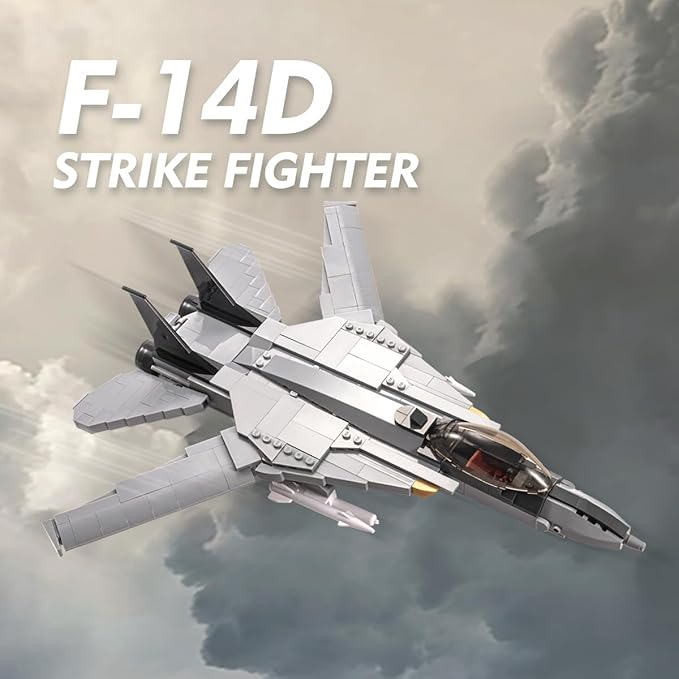 DAHONPA F-14D Fighter Tomcat Military Army Airplane Building Bricks Set with 1 Figure, 404 Pieces Air-Force Build Blocks Toy, Gift for Kid and Adult.