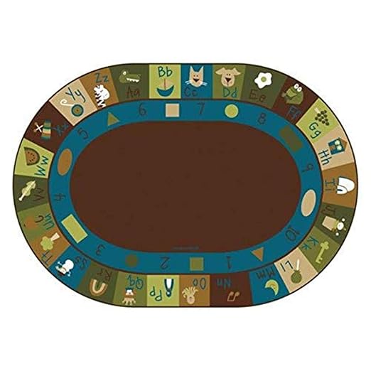 Carpets for Kids 37706 Learning Blocks Classroom Rug Nature Colors 6ft X 9ft Oval Brown
