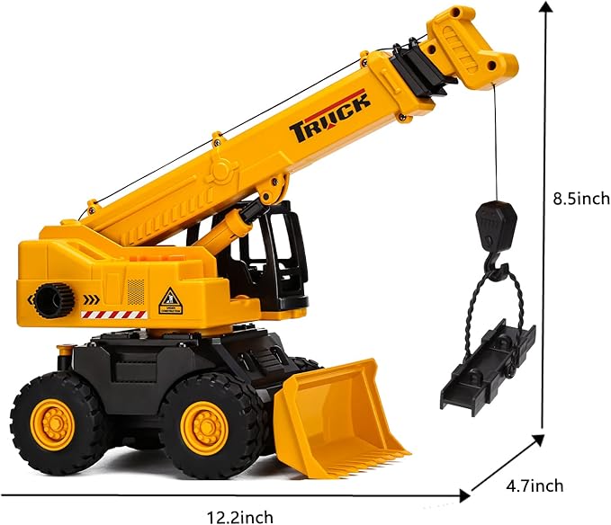 haomsj 2-in-1 Toy Crane Bulldozers Construction Set Trucks for Boys Age 3-5, Excavator Lifting Crane Toys with Light and Sound for Kids Ages 3 4 5 6 Years Old