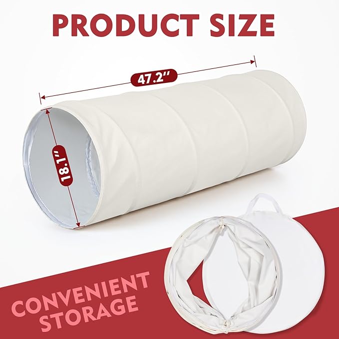 Kids Play Tunnel Tent for Toddlers, Pop Up Crawl Tunnel Toy for Baby or Pet with Neutral Color, Collapsible Gift for Boy and Girl Play Tunnel Indoor and Outdoor Game (Beige Leather Tunnel)