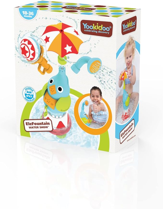 Yookidoo Baby Bath Elephant Sprayer Toy Set -EleFountain Sprinkler Water Show - Features 3 Spouts w/ Different Spray Patterns -Fun STEM Based Toy for Bath Time - Great for Boys & Girls Ages 18 Months+