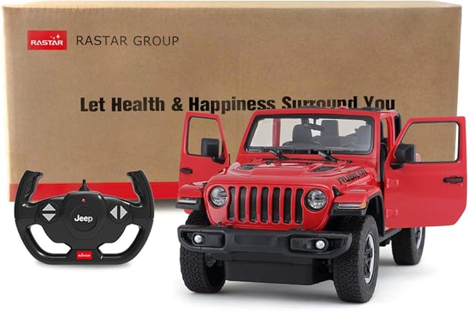RASTAR Off-Road Remote Control Car, 1:14 Jeep Wrangler JL RC Off-Road Racing Vehicle Toy Car for Kids Adults, Spring Suspension/Door Open, 2.4Ghz RED
