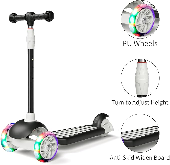 67i Scooter for Kids 3 Wheel Scooter Kids Kick Scooter for Toddler Girls Boys Scooter with Adjustable Height and Light-Up Wheels Scooter for Children Ages 3-12