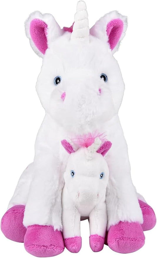 Mom and Baby Stuffed Animals for Boys & Girls, Safari Baby Shower Decorations, Nursery Decor, Zoo Animals for Toddlers, Quality Realistic Toys Kids Will Love, Soft, Huggable, Squeezable (9.5" Unicorn)