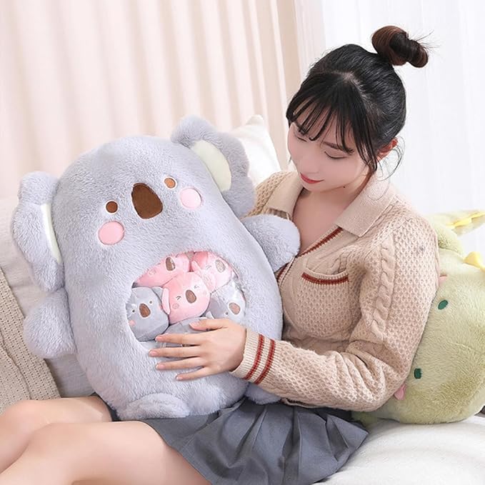 ARELUX Cute Sloth Plush Pudding Pillow:Snack Pillow Toys Bag Removable Stuffed Animal 8Pcs Sets Creative Plush,Soft Koala Plushie Animal Throw Pillow,Dolls Friends Family Member