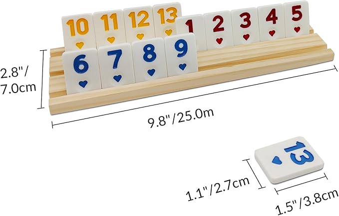 Rummy Cube 8 Player Edition with 8 Wooden Racks, Rummy Cube Game with Case 8 Players with Portable Case 214 Tiles Rummy Cube Travel Game Set for Family Adults Kids