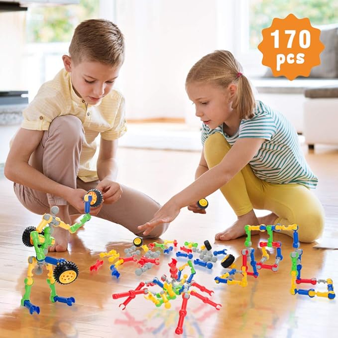 Building Blocks for Kids, 170 Pcs STEM Toys for Boys and Girls, Safe and Creative Toy for Age 3+, Educational Activities