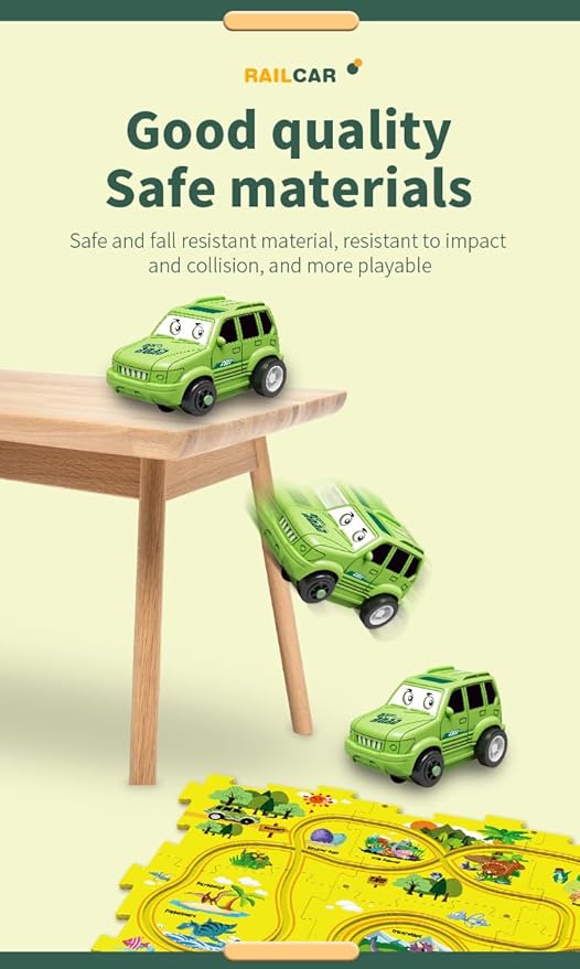 4 Sets 4in1 Puzzle Racer Kids Car Track Set,4 Theme Jigsaw Puzzle Racer Car Track Set Puzzle Track Car Play Set Puzzle Raceway Car Track Preschool Gifts for Kids Christmas Birthday Gift for Boys Girls