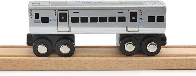 MUNI PALS Munipals Long Island Rail Road Wooden Railway M7 2-car Set–Child Safe and Tested Wood Toy Train