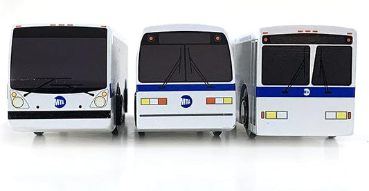 MUNI PALS Munipals New York City Bus Wooden Roadway Bus and Depot Set-Child Safe and Tested Wood Toy Busses