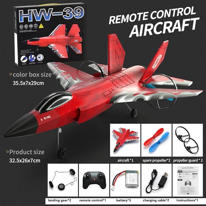 RC Plane, F-35 Jet Plane Remote Control Glider Airplanes,2 Channel 2.4GHZ Remote Control Plane Aircraft, Double Charging Wire RC Airplane Easy to Fly for Adults Beginners (Red)