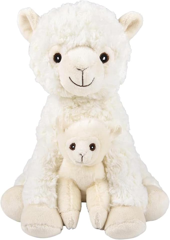 Mom and Baby Stuffed Animals for Boys & Girls, Safari Baby Shower Decorations, Nursery Decor, Zoo Animals for Toddlers, Quality Realistic Toys for Kids, Cute, Soft, Huggable, Squeezable (9.5" Llama)