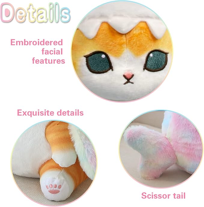 Kawaii Shark Cat Plush Toy Stuffed Animal Doll, Cute Soft Pillow Stress Release Hugs Toys Christmas Halloween Birthday Gifts for Kids Boys Girl Best Gift (Colorful - Yellow,15 inch)
