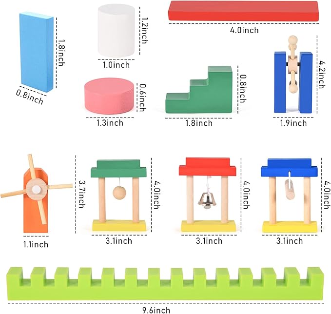 Lewo 1000 PCS Dominoes Set for Kids Wooden Building Blocks Bulk Dominoes Racing Tile Games with Extra 11 Add-on Blocks and Storage Bag