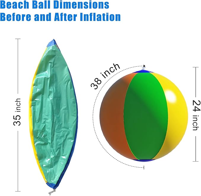 Inflatable Durable Thick Beach Balls for Pool, Outdoor Activities (2 Pack, 24 inches Diameter)
