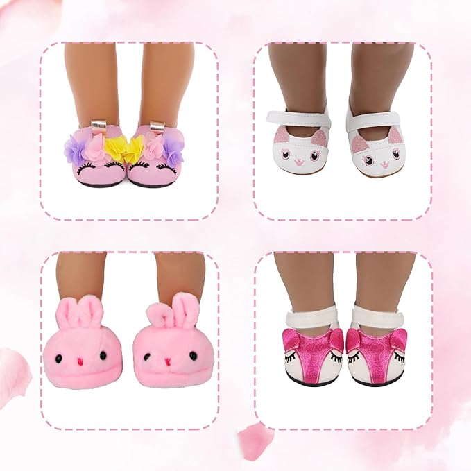20 Pcs 18 inch Doll Accessories , 5 Pairs of Doll Shoes, 4 Pairs of Doll Socks, 1Pc Doll Sunglasses,1Pc Doll Necklace, Good Gift Holiday Best Gift Present for Girls, Kid
