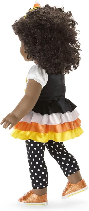 American Girl Trick-or-Treat Candy Halloween Costume for 18 inch Doll Clothes with Polka-dot Leggings, 4 pcs, Ages 6+