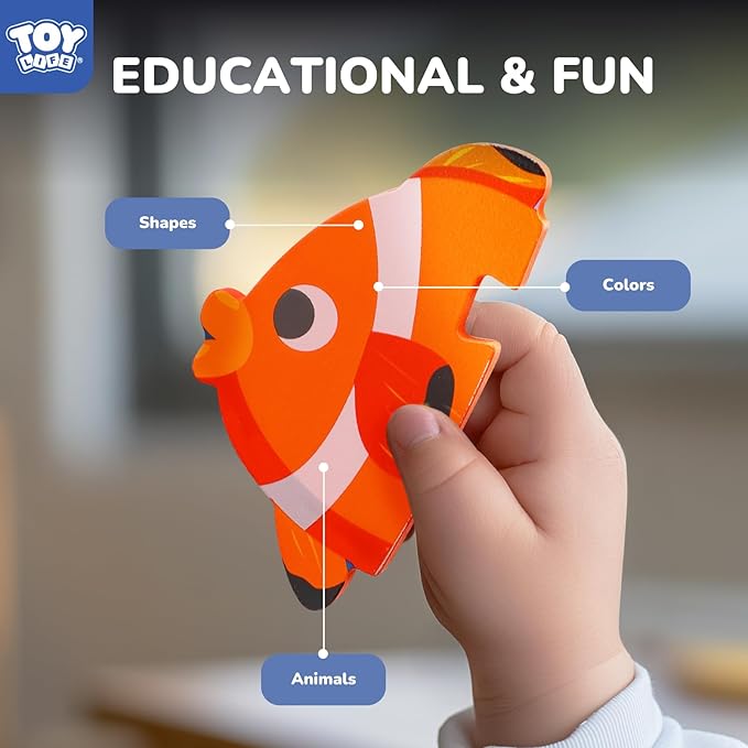 TOY Life Wooden Puzzles for Toddlers 2-4, Sea Animals Puzzles for Toddlers 1-3, Wood Puzzles Educational Montessori Toys Gifts for 1 2 3 Year Old, Baby Kids Learning Toy