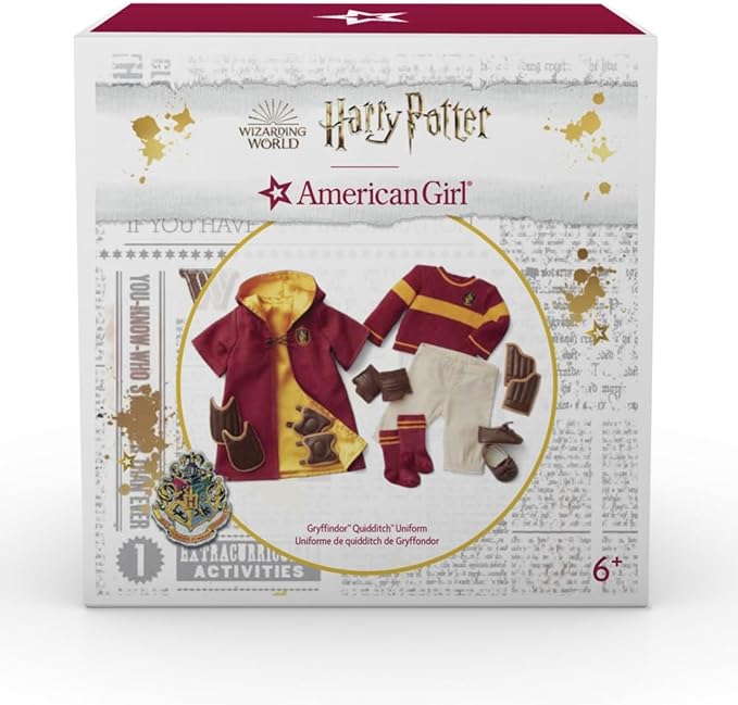 American Girl Harry Potter 18-inch Doll Gryffindor Quidditch Uniform Outfit with Robe Featuring House Crest, For Ages 6+
