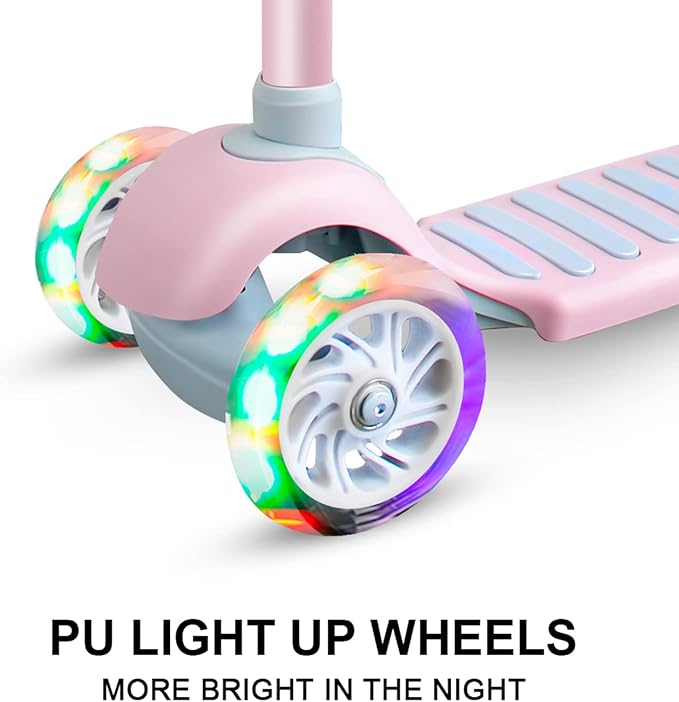 67i Scooter for Kids 3 Wheel Scooter Kids Kick Scooter for Toddler Girls Boys Scooter with Adjustable Height and Light-Up Wheels Scooter for Children Ages 3-12