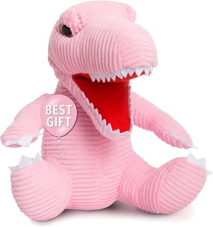 Naturally KIDS Stuffed Animal, Toddler Gifts for Boys, Girls, Plush Dinosaur Toy Pink