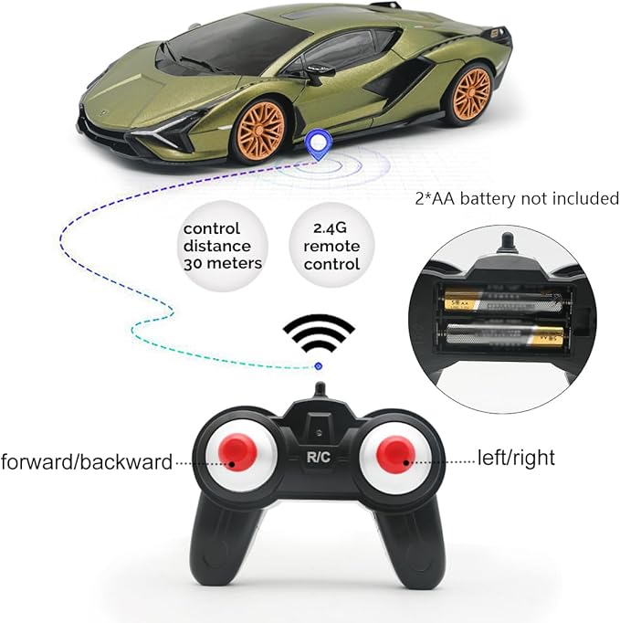 QUN XING Remote Control Car 1:24 Officially Licensed 2.4GHZ Rc Cars Lambo Sport Racing Toy Car for Kids Boys 4-7 Years Birthday Gift, Green