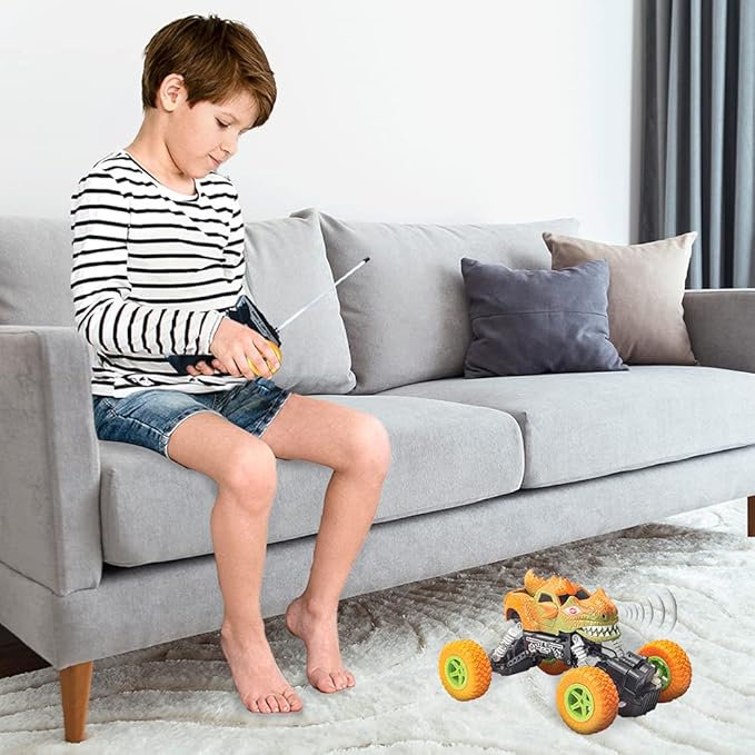 ArtCreativity 7.25” Remote Control Dinosaur Monster Truck Dino RC Toy Car | Battery Operated | Unique Birthday Gift for Boys, Girls, Toddler | Large Carnival Prize