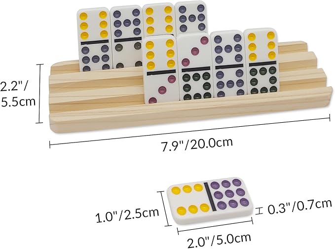 Double 9 Dominoes Set with 6 Wooden Trays/Racks, Double Nine Dominos Travel Set with 6 Domino Tiles Holders, 55 Tiles Dominoes Game Set with Portable Case for Families