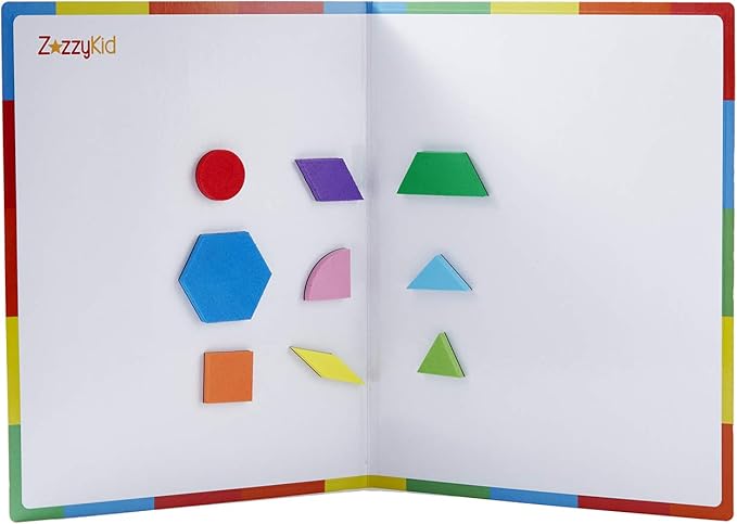 ZazzyKid Kids Magnetic Pattern Blocks Set: 216 PCS Geometric Shape Puzzles Tangram - STEM