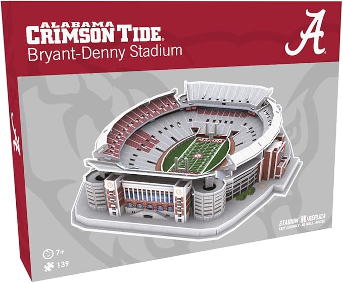 Pro Lion 3D Jigsaw Puzzle Bryant-Denny Stadium Construction Building Kits - 139 Pieces | Alabama Crimson Tide Football Gifts for Boys, Adults, Men & Kids Aged 7+ | Puzzles Games Kit for Creative Fans