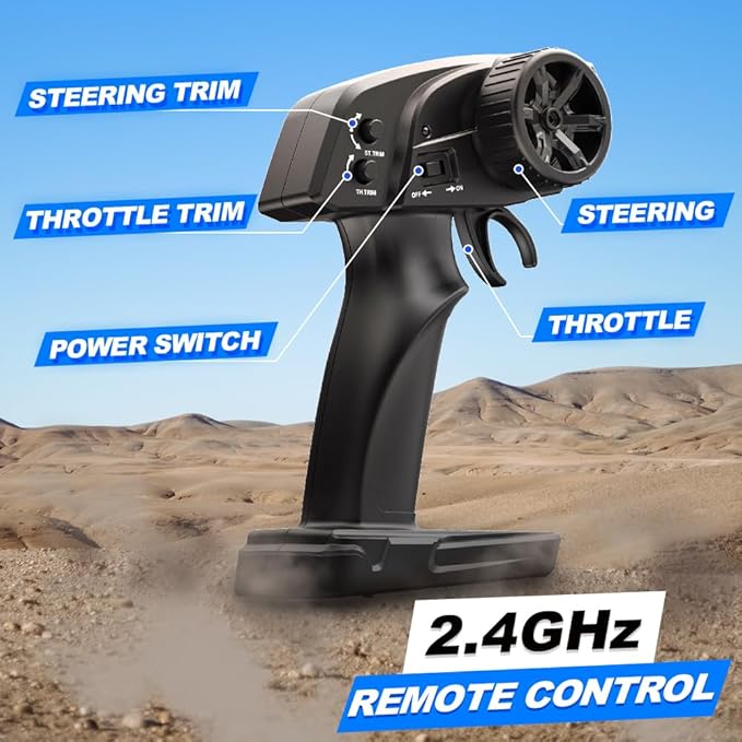 1:16 Scale RC Cars for Adult, Remote Control Car Fast 40KPH Hobby RC Cars for Boys Age 8+, 4x4 All Terrain Off-Road RC Truck for Kids with 2.4 GHz Remote Control 2 Rechargeable Batteries