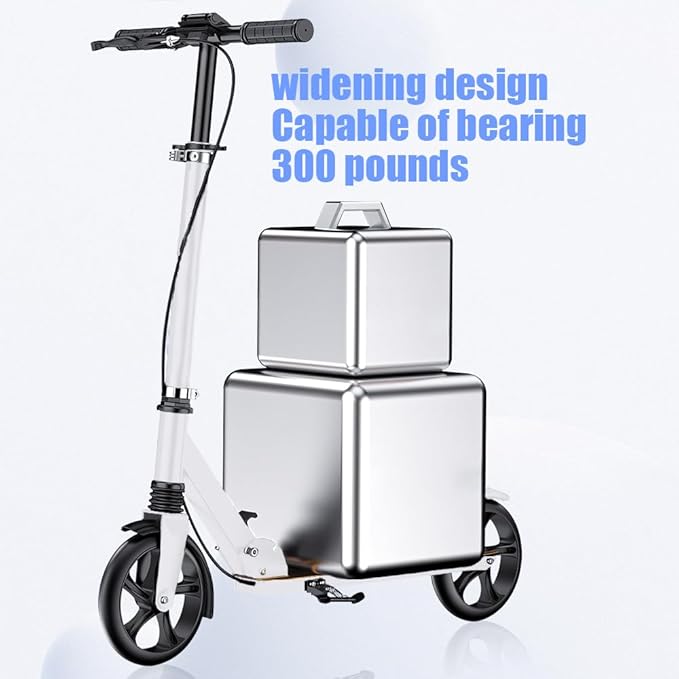 Dual-Brake Shock-Absorbing Kick Scooter, Anti-Skid PU Wheels, 4 Height-Adjustable Positions, Wider Pedals, Suitable for Children Over 6 Years Old, Teenagers & Adults