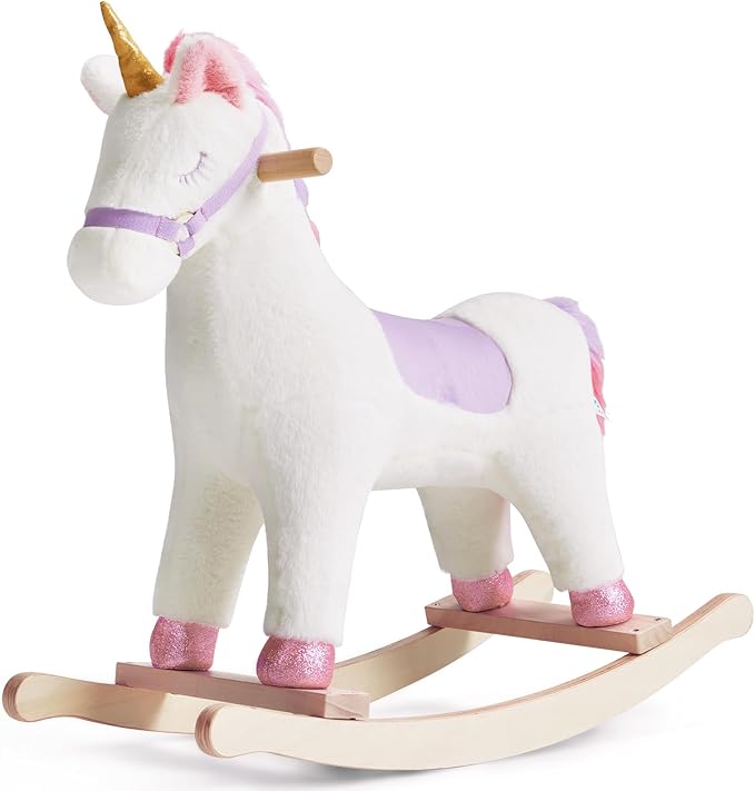 labebe - Toddler Rocking Horse, Ride Unicorn, Kid Ride On Toys for 1-3 Year Old, Plush Animal Rocker with Realistic Sounds, Baby Unicorn Rocker Gift for 12M+ Baby Girls Boys(Purple)
