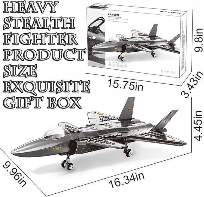 J-20 Heavy Stealth Fighter Military Fighter Air Force Building Block Set,WW2 Military Airplanes Model,Aircraft Plane Brick Building Set Toy Gifts for Kids and Adults,290PCS