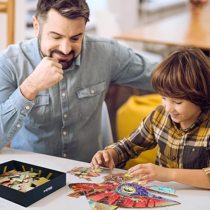 HAS Kids Floor Puzzles for Ages 4-10, 48 PCS Double-Sided Dinosaur Puzzles, Unique Large Pieces Irregular Shape Jigsaw Puzzle, Surprise Gift Toy for Children (Pterodactyl)