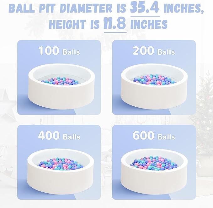 100 Ball Pit Balls for Toddlers, Phthalate & BPA Free Plastic Balls, Crush Proof 2.16" Colorful Balls for Ball Pit Play Toys for Kids with Storage Bag (Pink, Blue, Green)