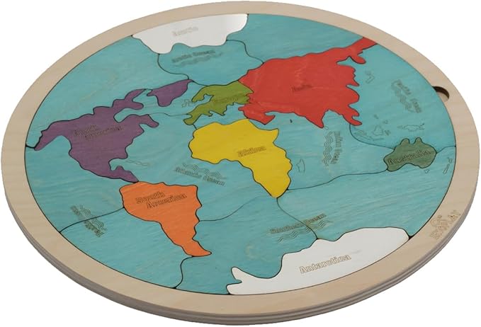 7 Continents & 5 Oceans of The Earth Wooden Jigsaw Puzzle for Kids | 21 Puzzle Pieces | Learning & Educational Toy Gift for Boys & Girls Ages 3 Years and Above