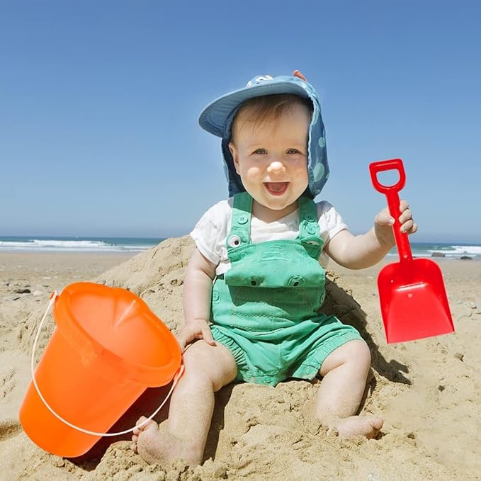 Holady 7.6" Inch Sand Beach Buckets Pail and Sand Shovels Set for Kids,Sand Bucket Water Bucket for Beach Fun Great Summer Party Accessory