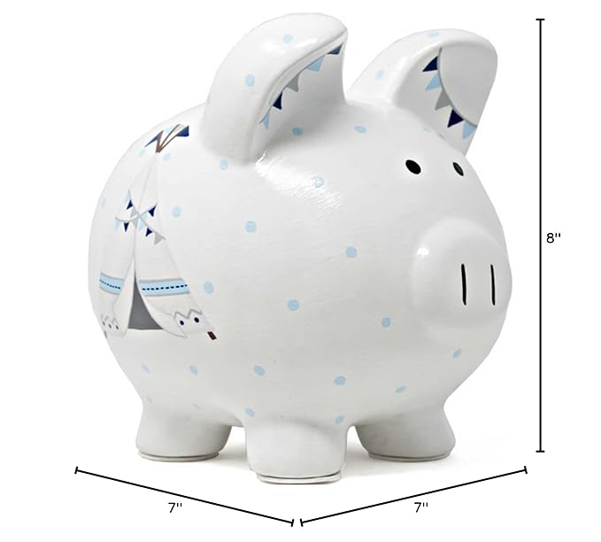 Child to Cherish Ceramic Piggy Bank for Boys, Blue Bohemian