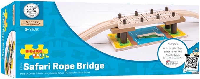 Bigjigs Rail Safari Rope Bridge - Other Major Wooden Rail Brands are Compatible