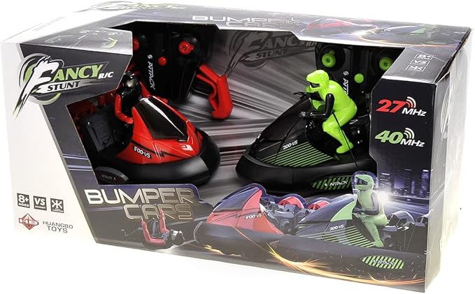 PowerTRC Remote Control Bumper Cars for Kids, RC Stunt Battle Race Cars for Boys, 2 Sets Players with Ejecting Drivers, Crash Sound Effects, Christmas Birthday Gift